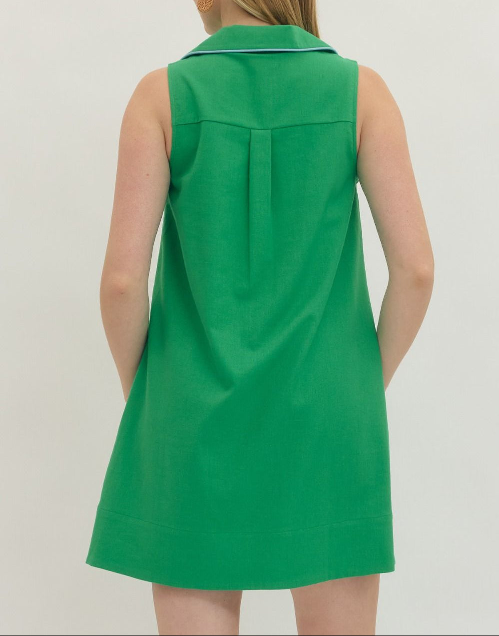 Easy Breezy Sleeveless Piping Detail dress - Green