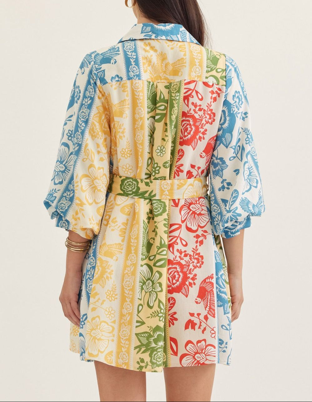 Simple Life Botanical Stripe Mini Dress - Denim Multi