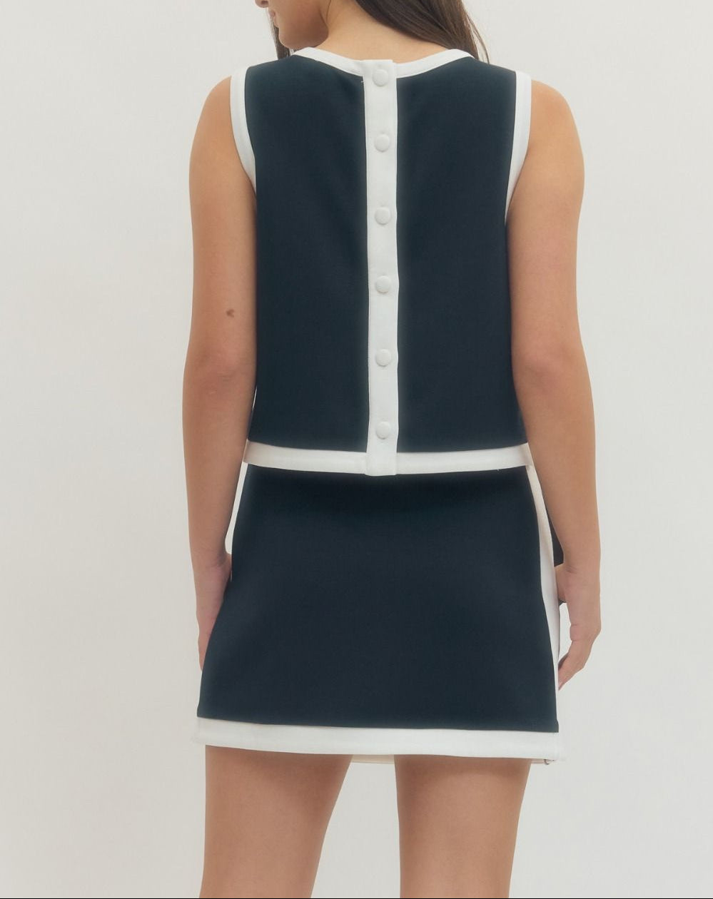 Top Tier Knit Button Detail Tank - Navy