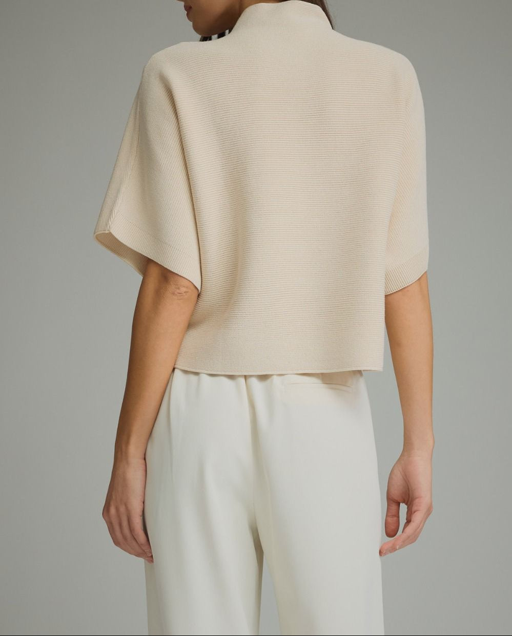 Sleigh Ride Mock Neck Short Sleeve Top - Ecru