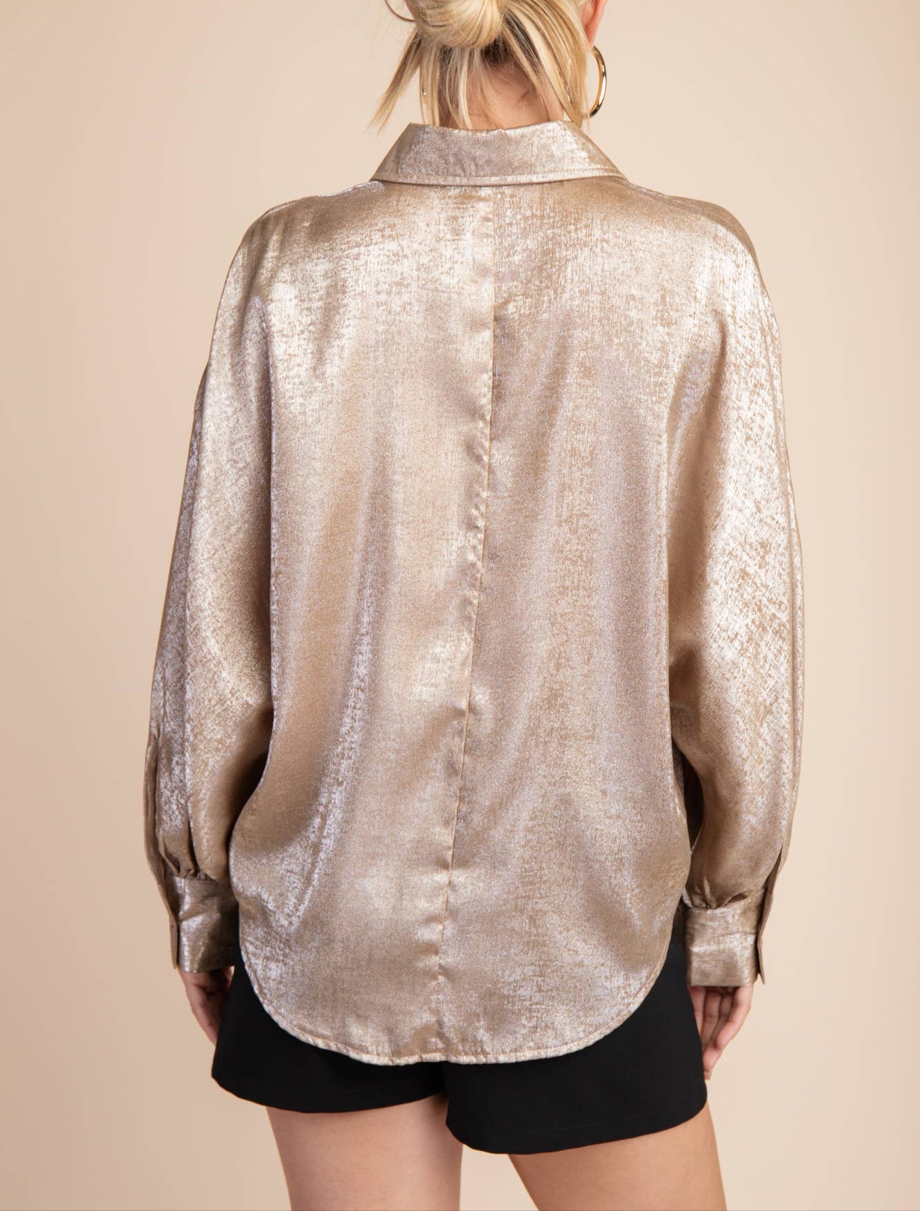 New Chapter Voluminous Sleeve Button Down Blouse - Mocha