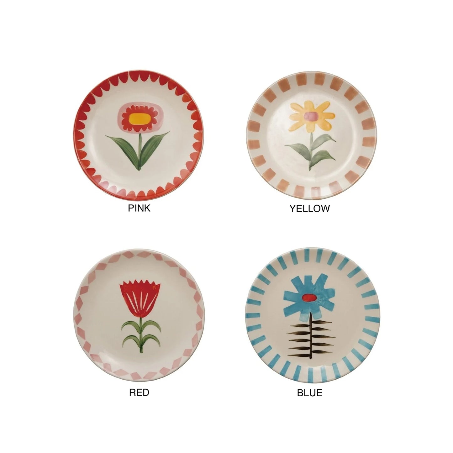 Stoneware 7 Inch Plates - Flower Variety