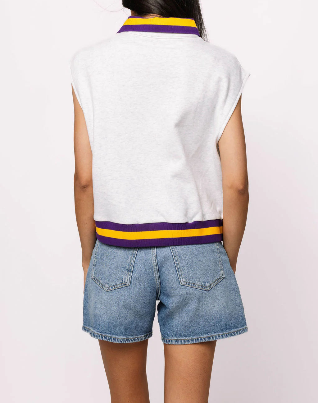 Queen Of Sparkles Licensed LSU Striped Collar Circular Mascot Tank