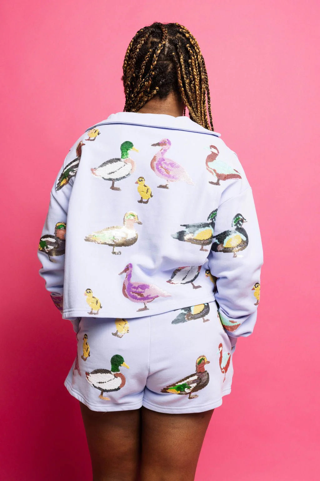 Queen Of Sparkles Powder Blue Duck Collar Sweatshirt