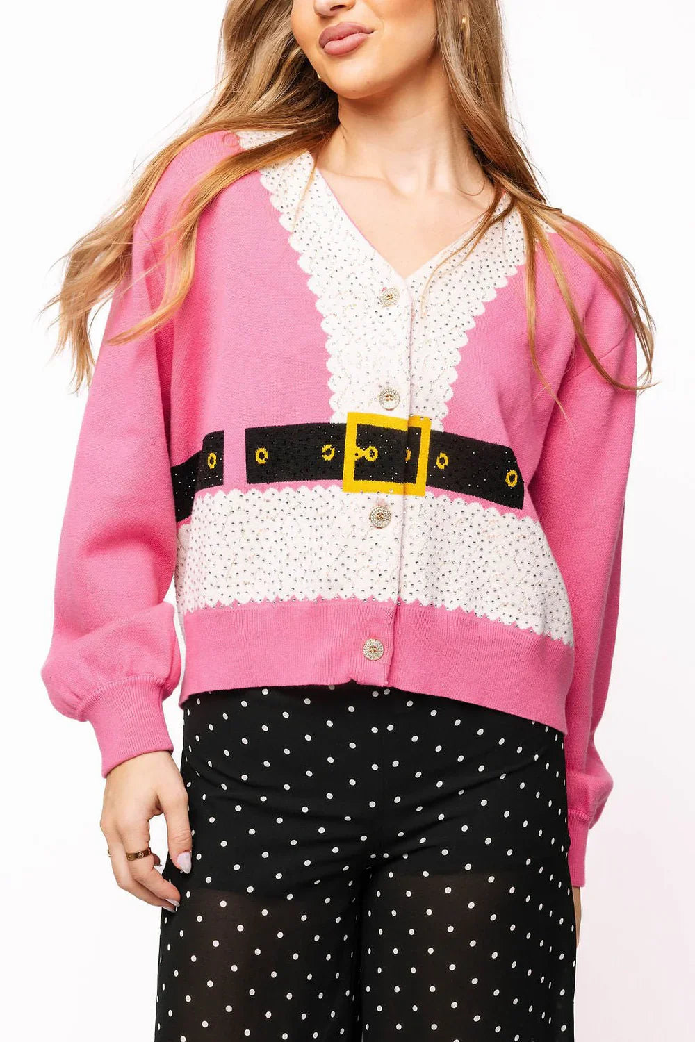 Queen Of Sparkles Pink Santa's Coat Cardigan