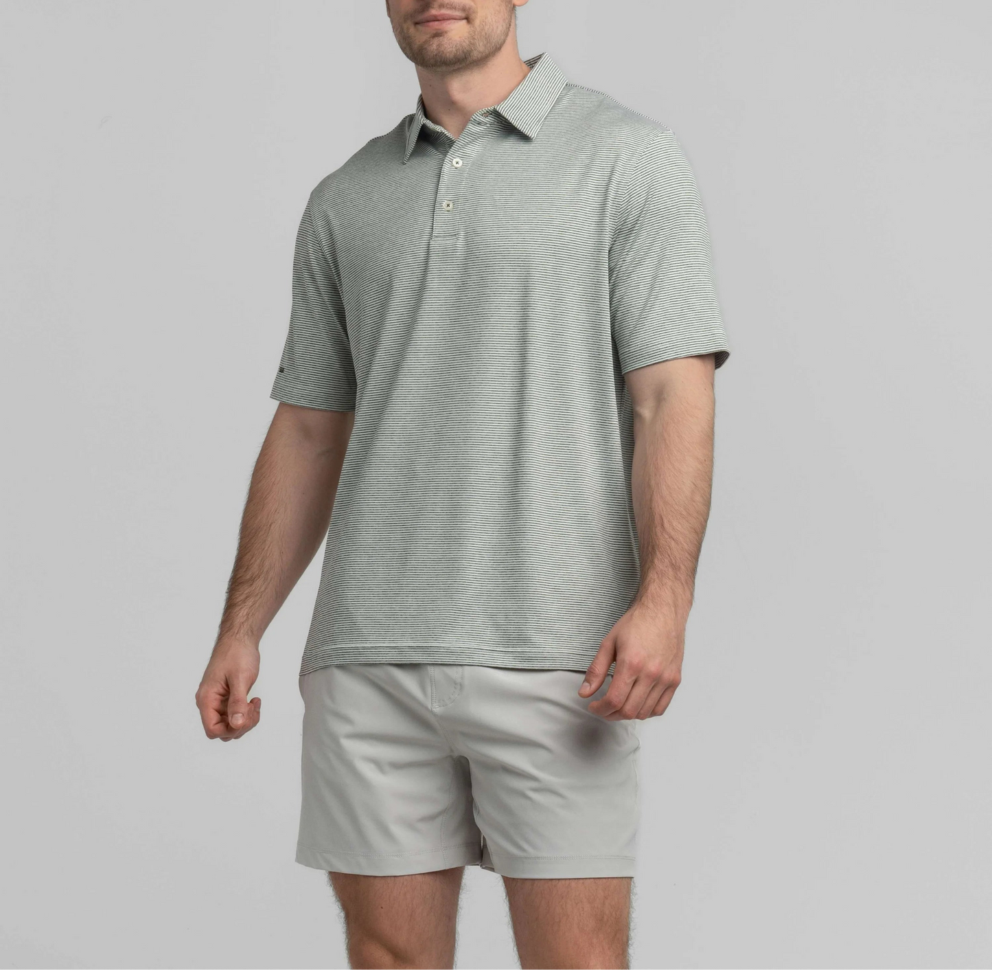 SSCO Heather Madison Stripe Polo - Dusty Olive
