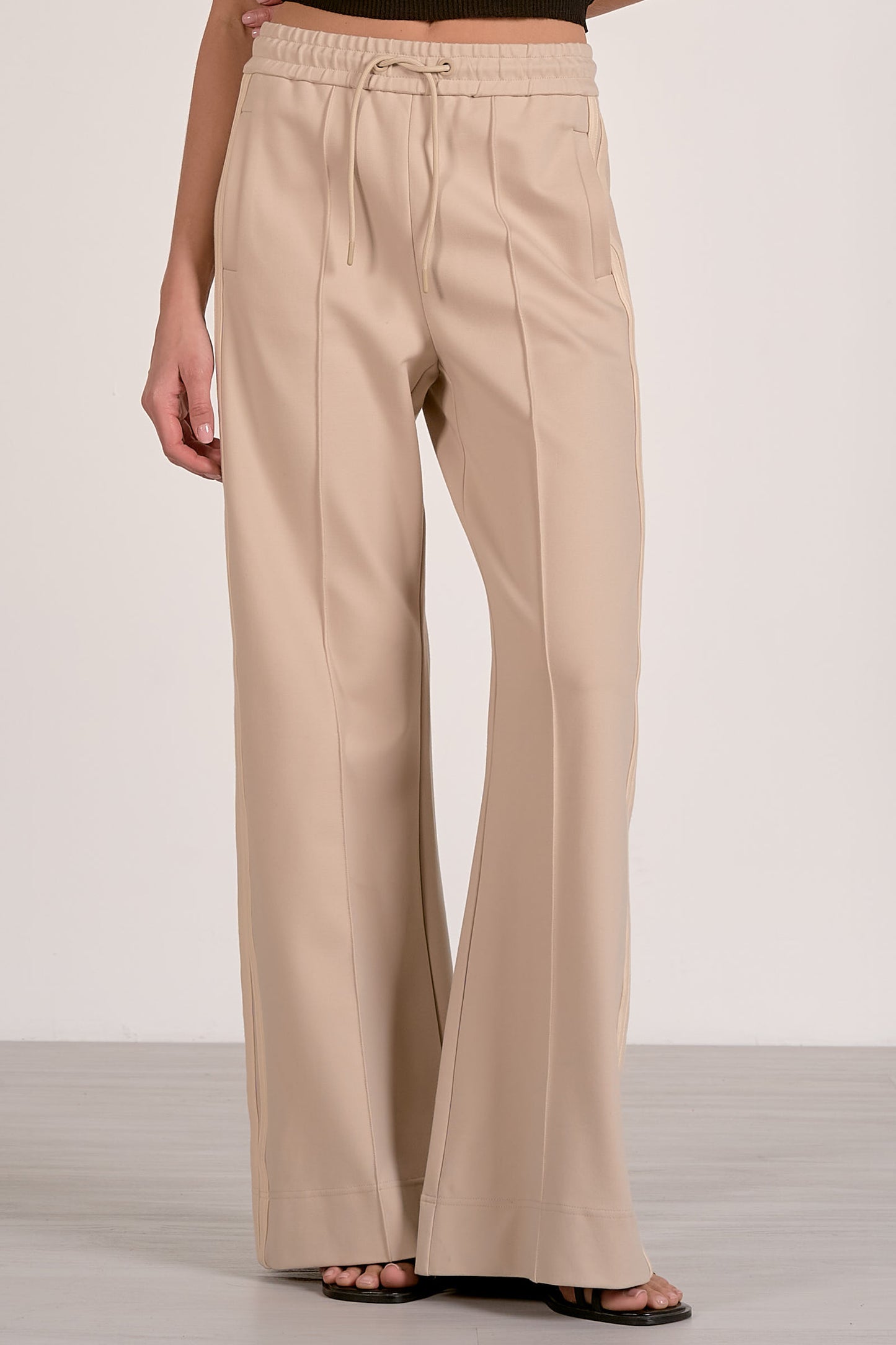 Elan Track Pants - Beige Natural Stripe