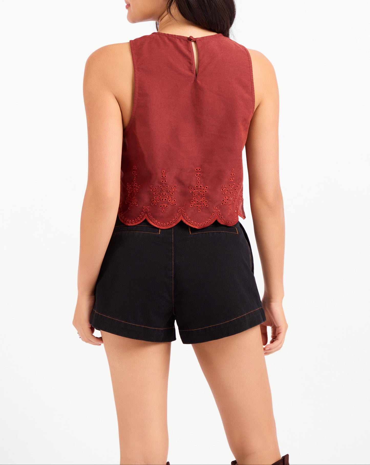Tea Garden Scallop Hem Top - Rust