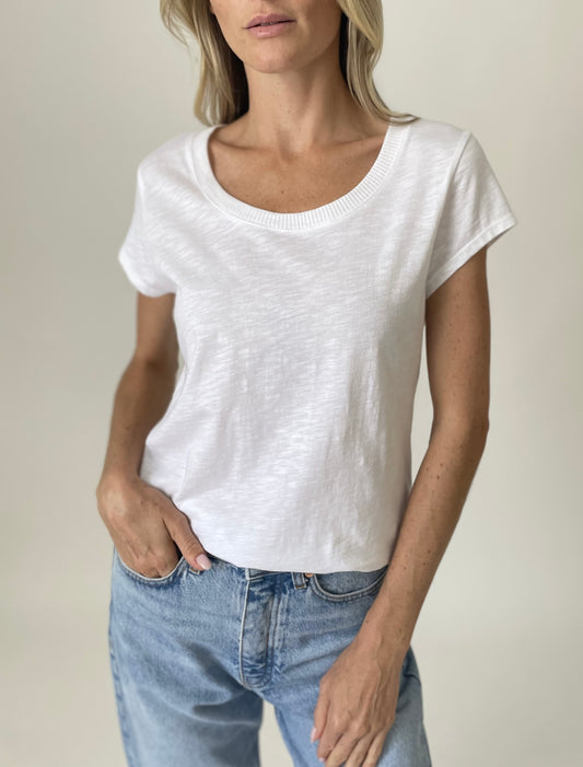 Anne Crew Neck Ribbed Hem Tee