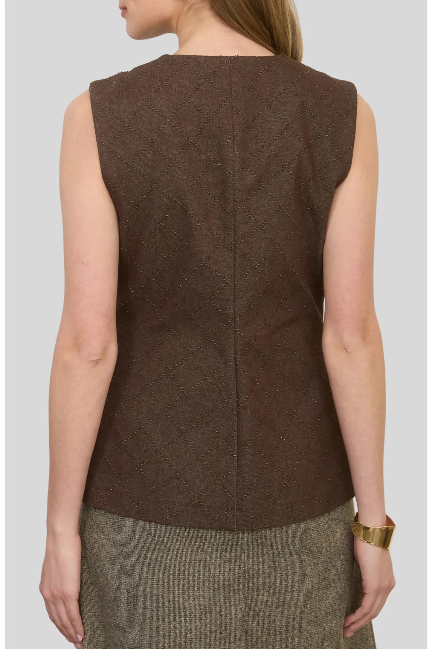 Leave It Alone Sleeveless Textured Top - Brown