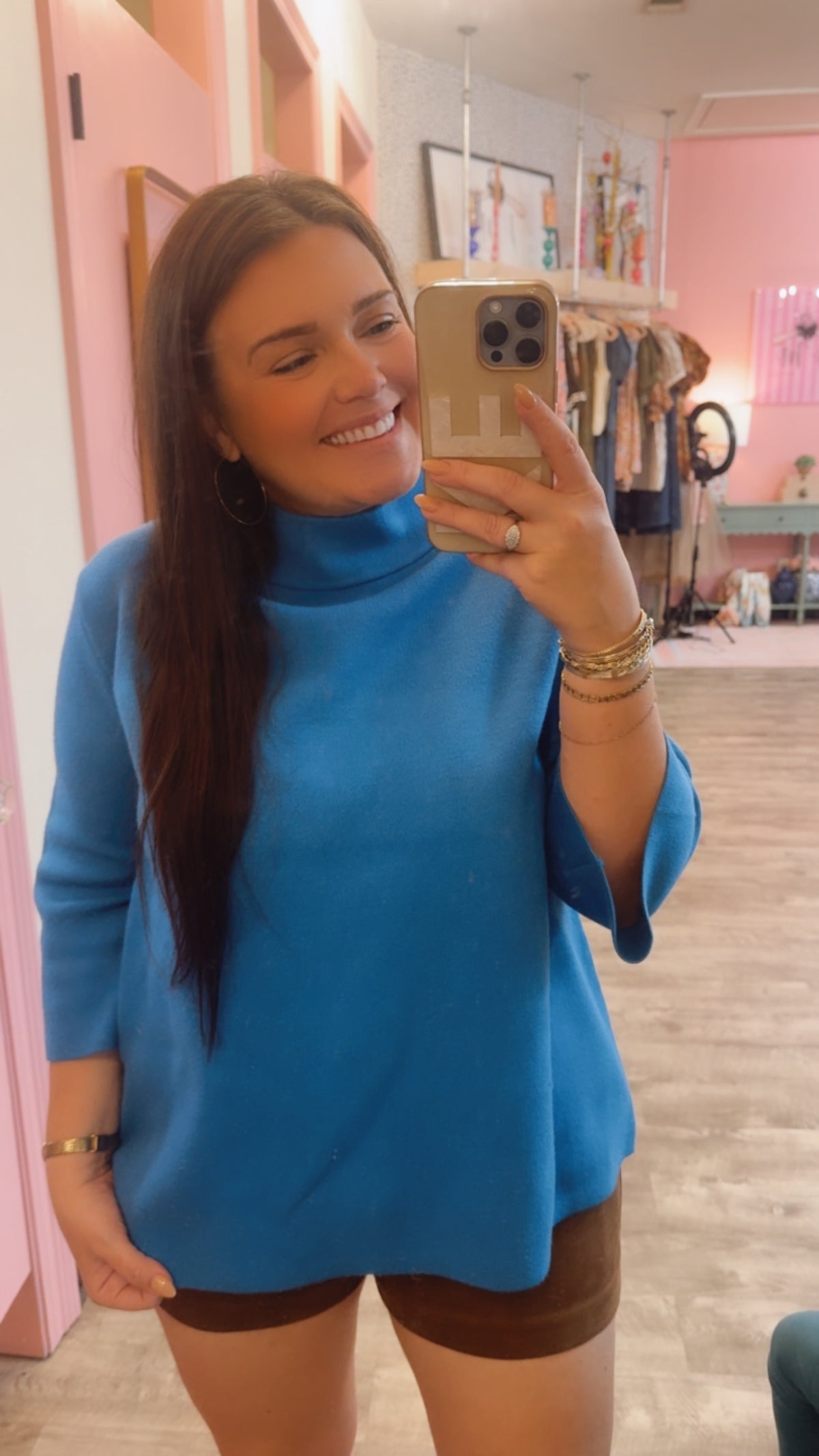 The Moment Mock Neck Bell Sleeve Sweater - French Blue