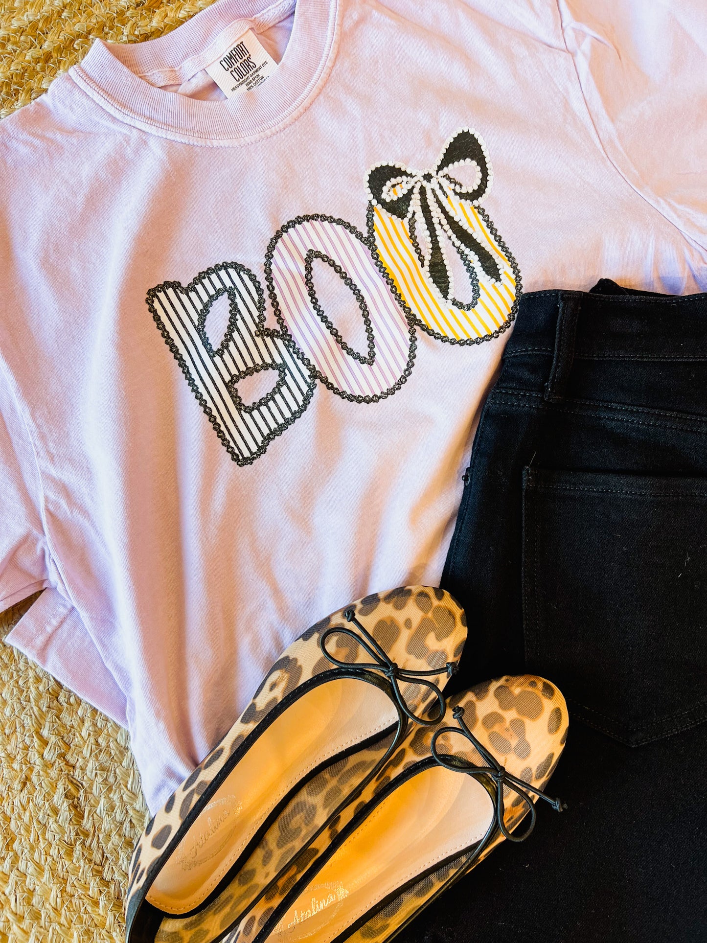 Boo Bow Graphic Tee - Lilac