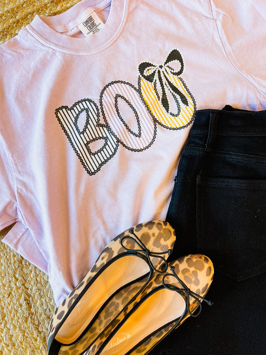 Boo Bow Graphic Tee - Lilac
