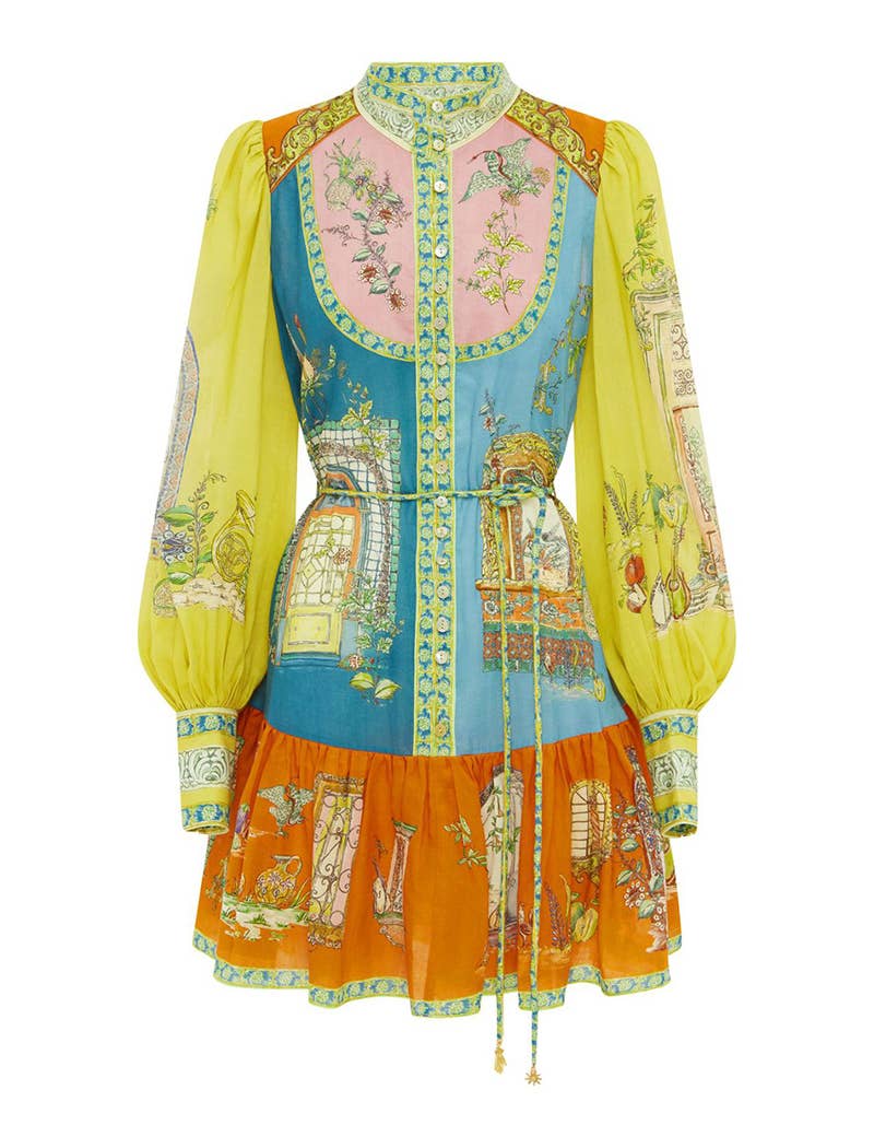 Stand Out Balloon Sleeve Print Mini Dress - Multi