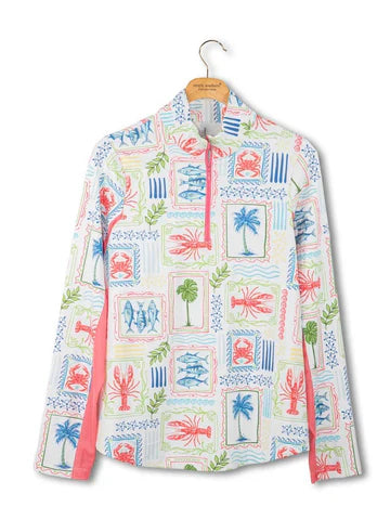 Simply Southern Sea Patch Pull Over 1/4 Zip Top