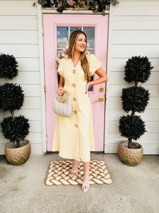 Hey Sunshine Puff Sleeve Maxi Dress - Yellow