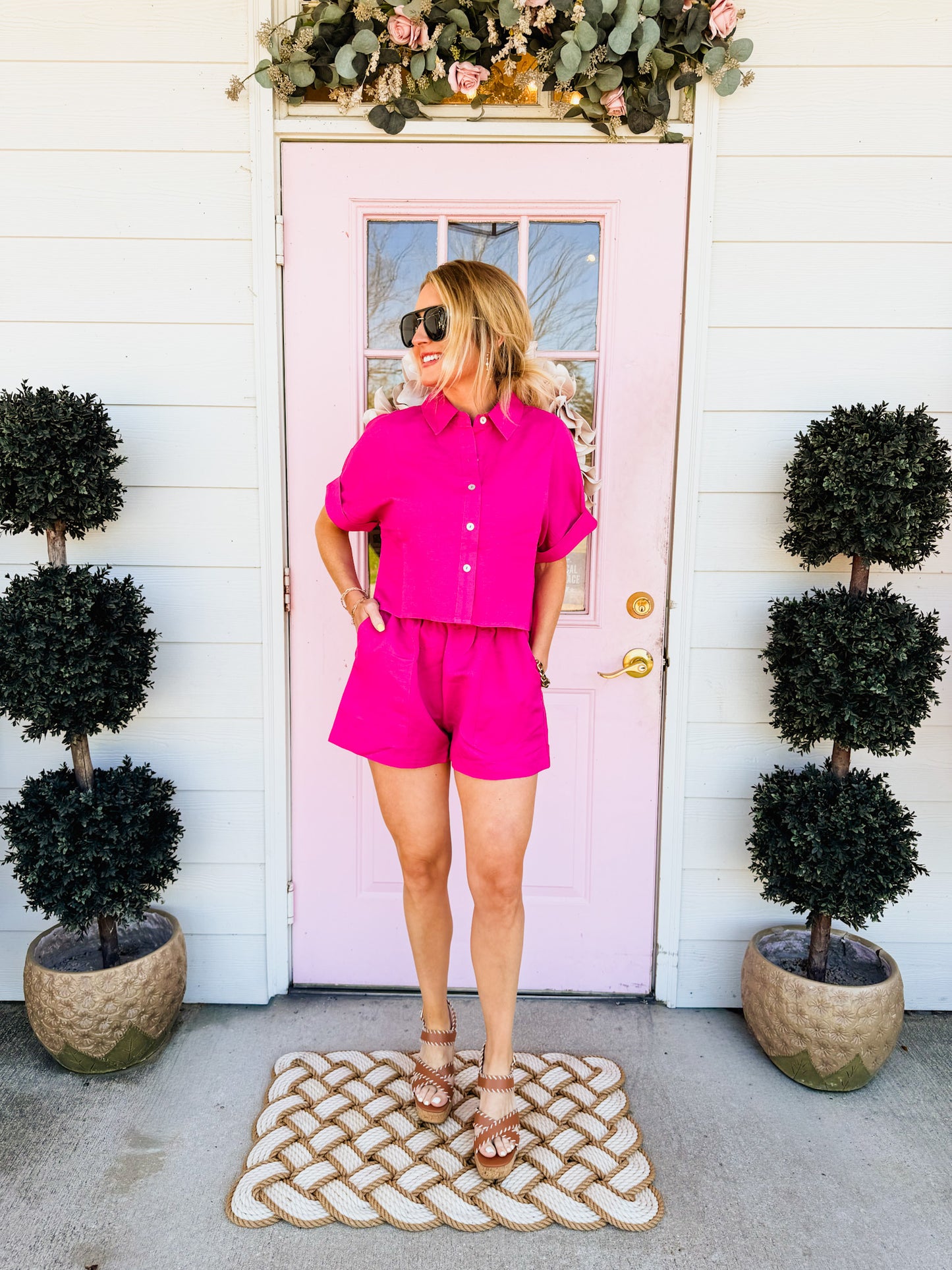 Elan Drawstring Short - Fuchsia