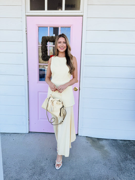 Real Deal Sleeveless Layered Midi Dress - Yellow