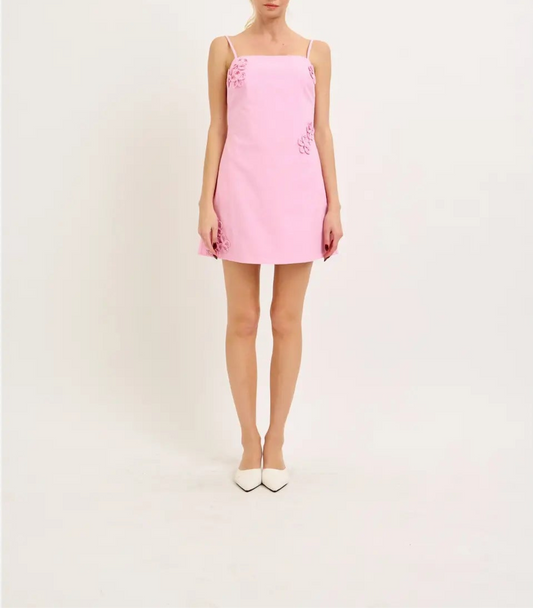 Under Wraps Embroidered Details Mini Dress - Pink