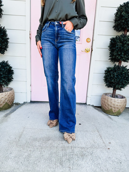 Risen High Rise Straight Jean - Dark