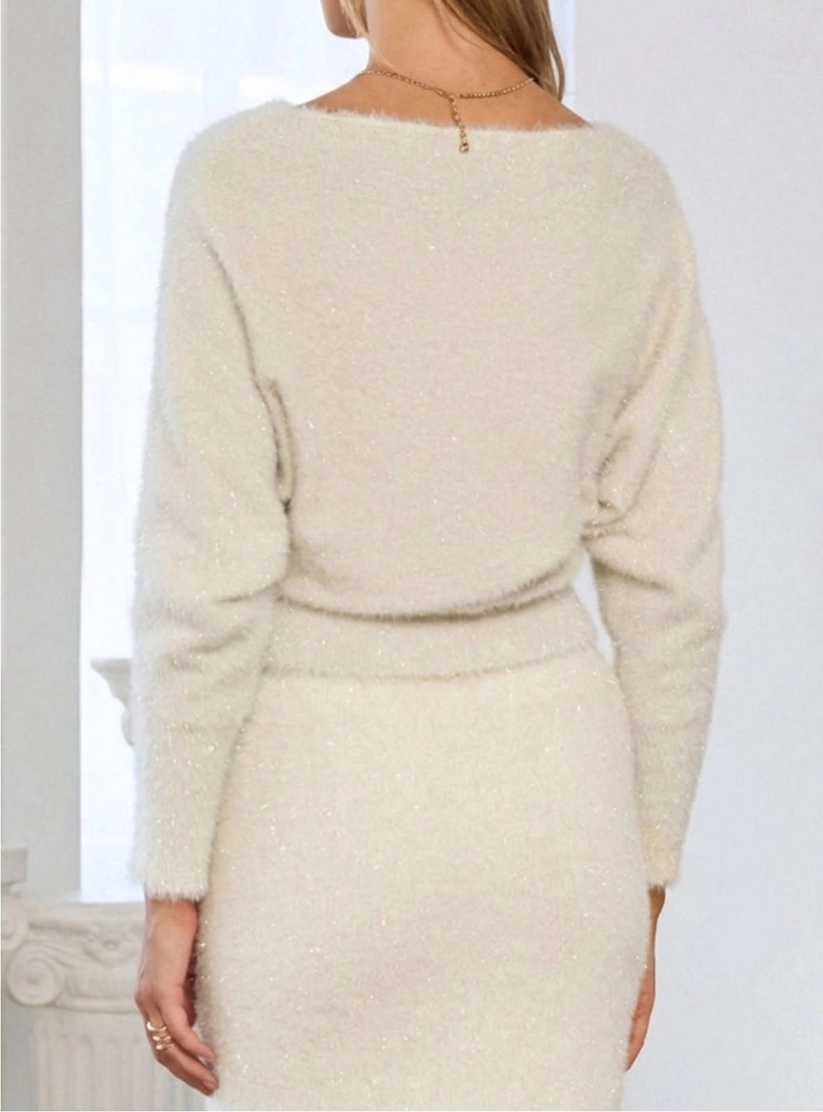 Top Score Shimmer Knit Sweater - Champagne