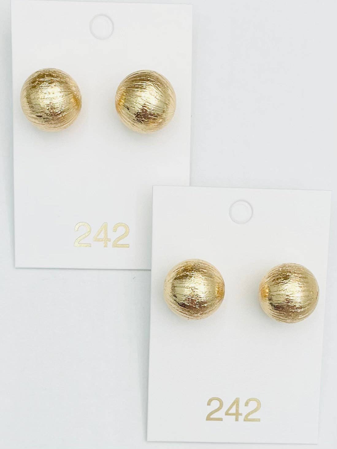 Chic Chunky Ball Stud Earrings - Brushed Gold