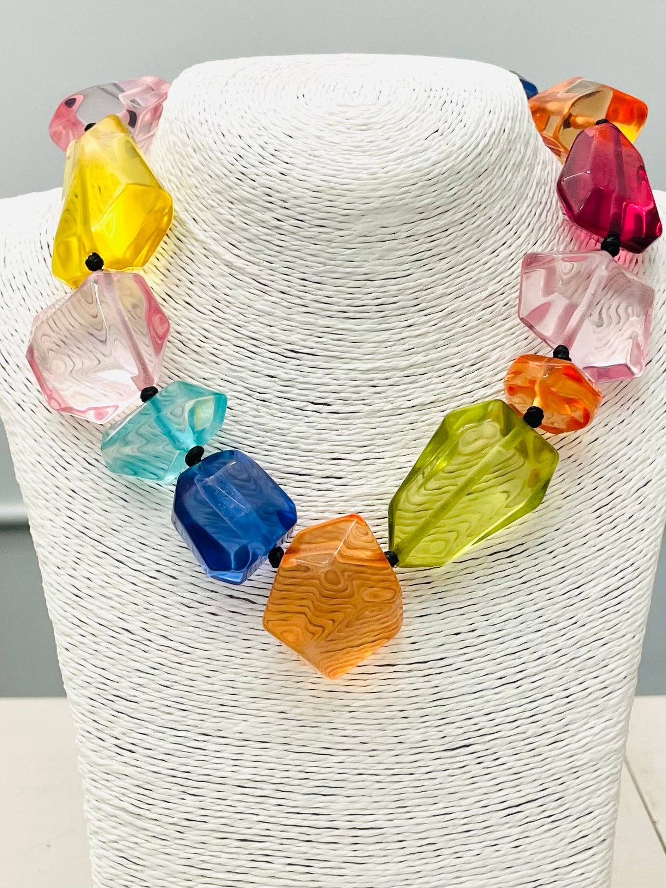 Summer Clear Stone Necklace - Multi