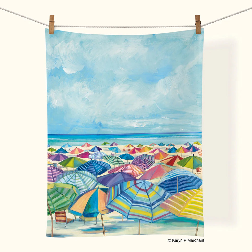 Umbrella Beach Cotton Tea Towel