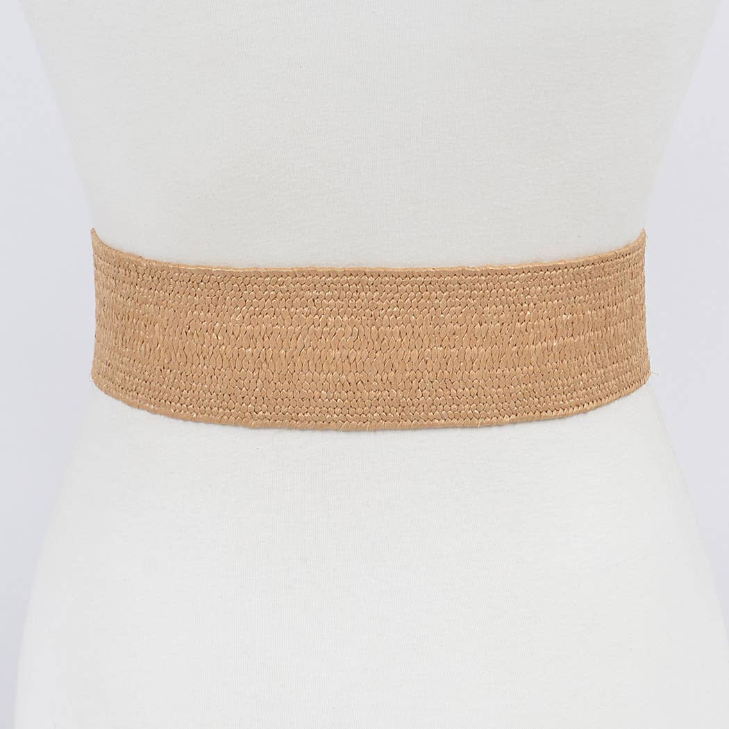 Pearl Buckle Elastic Belt - Khaki