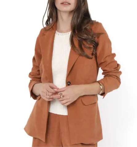 Sundown Blazer with Front Pockets - Rusty Brown