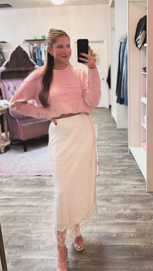 Love Script Sweater - Baby Pink