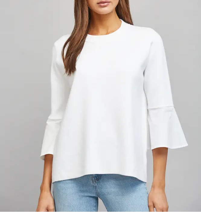 Dare You Contrast Flare Bell Sleeve Sweater - Cream