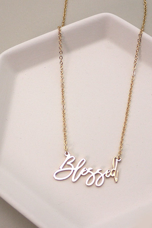 Delicate Blessed Script Necklace