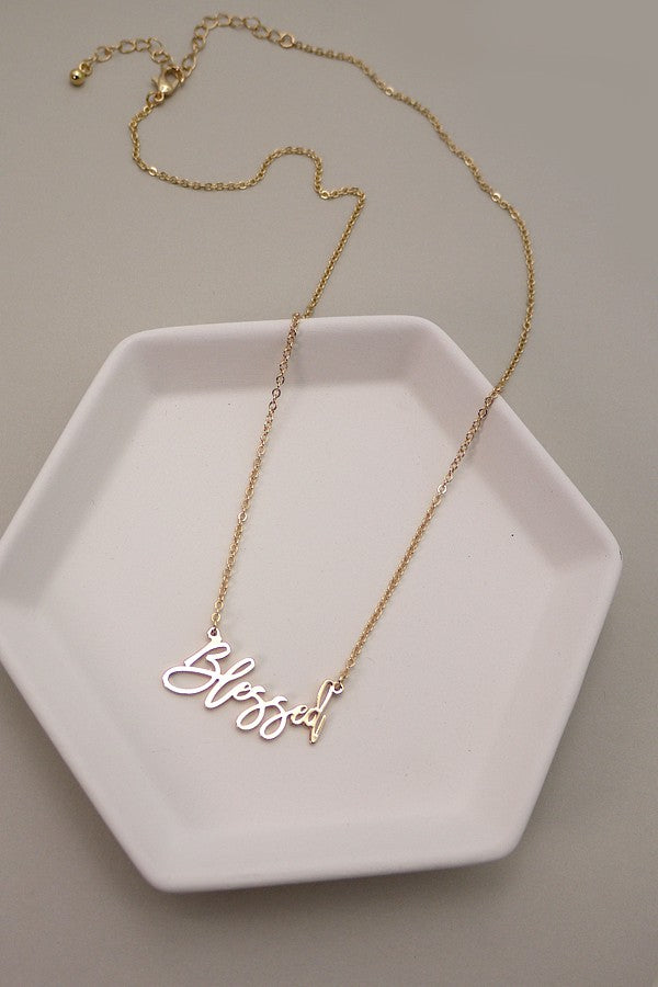 Delicate Blessed Script Necklace