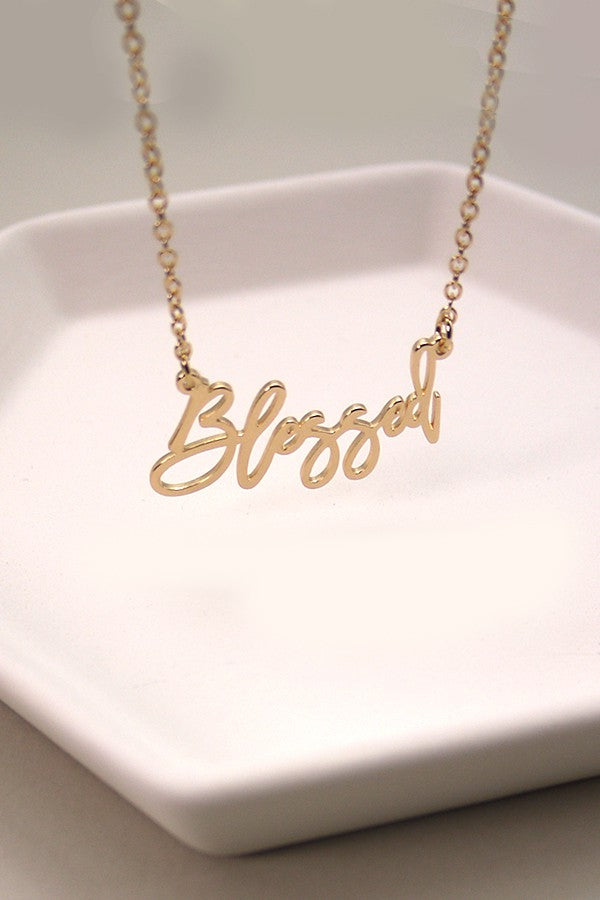 Delicate Blessed Script Necklace