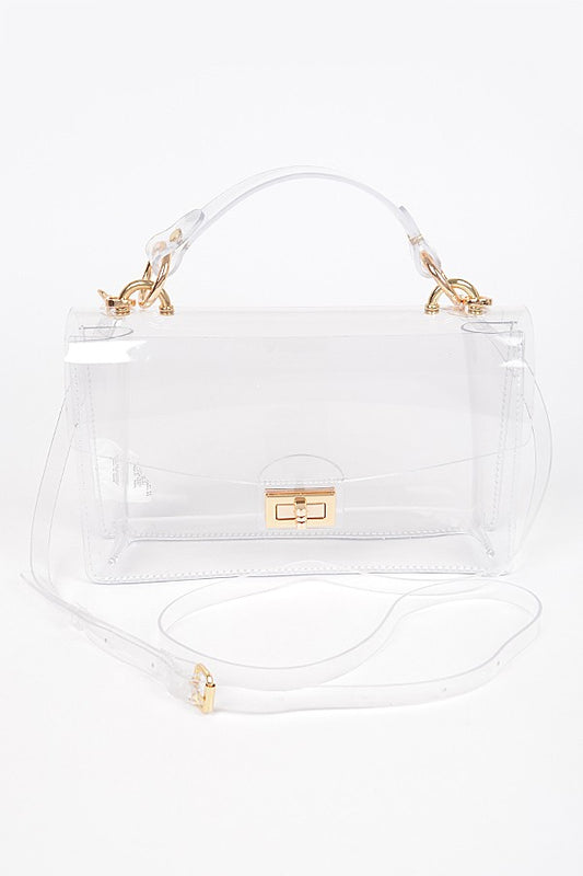 Instant Classic Metal Studded Flap Bag - Clear