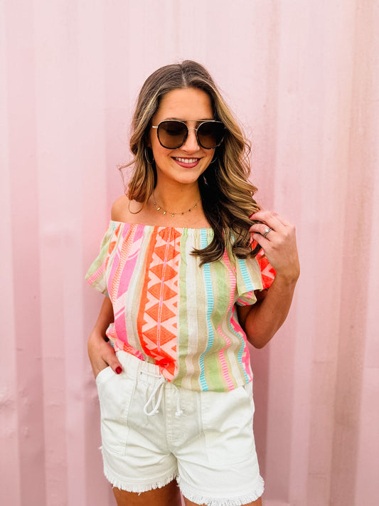 Elan Corfu Top - Neon Aztec