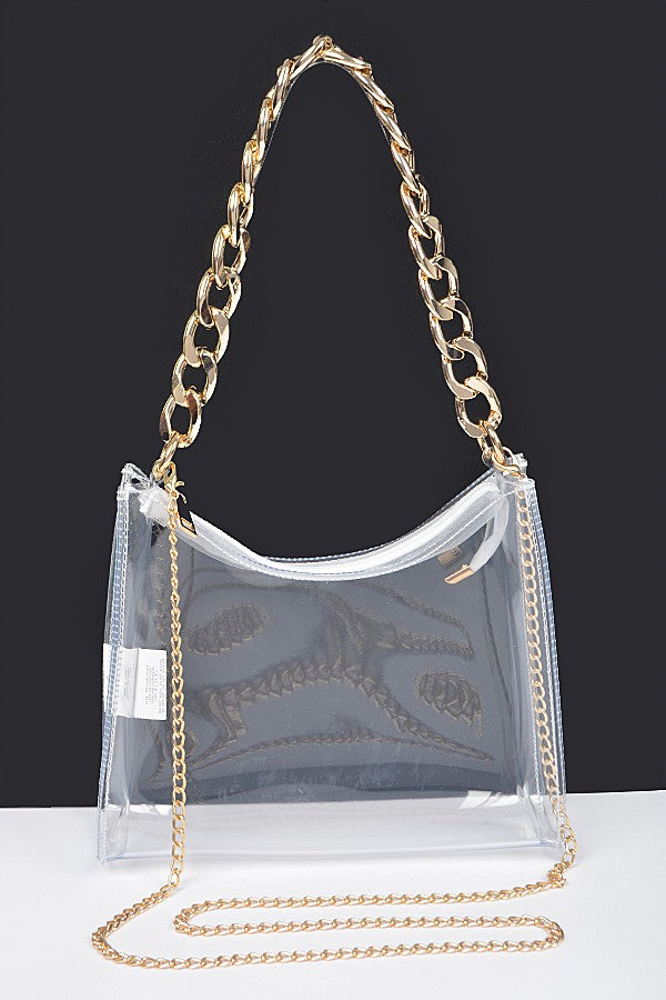 Let's Be Transparent Big Chain Bag - Clear