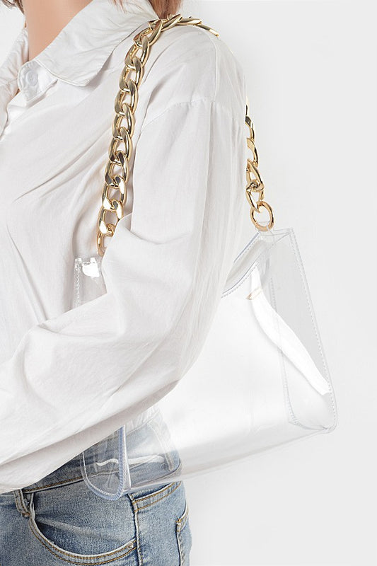 Let's Be Transparent Big Chain Bag - Clear