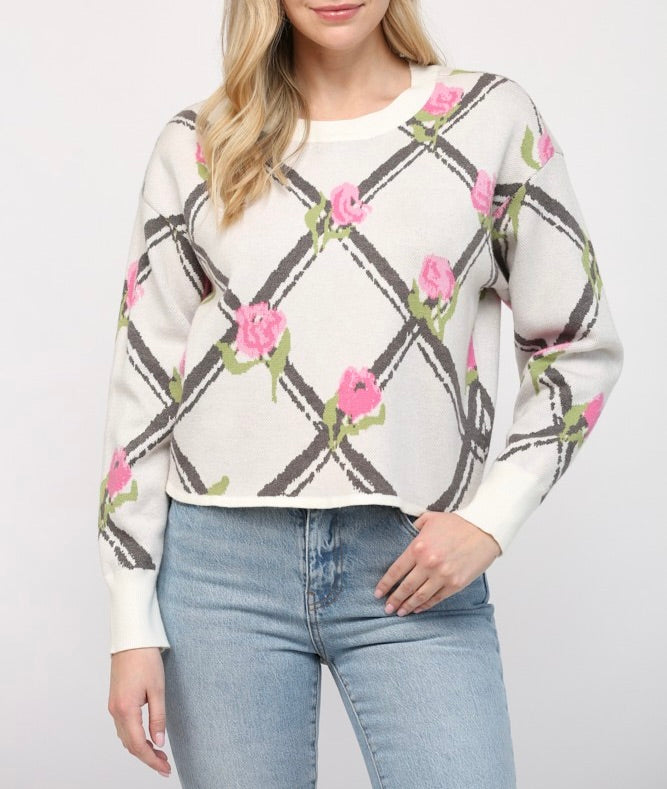 Right On Time Floral Print Sweater