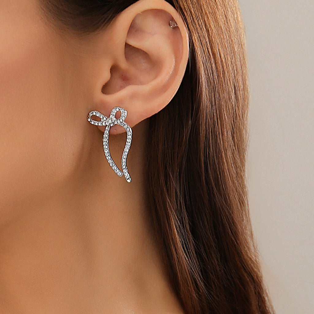 Ariel Rhinestone Bow Earrings