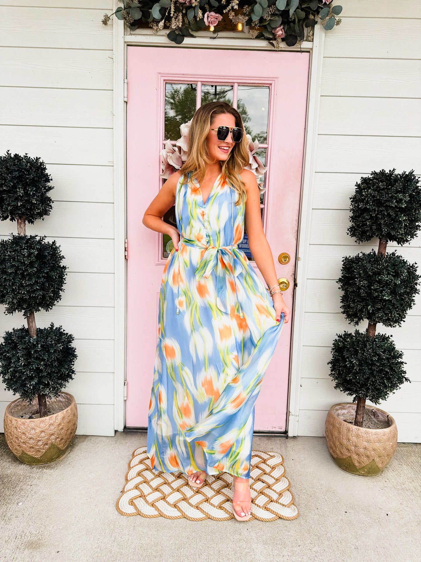 Tropical Breeze Sleeveless Maxi Dress- Multi
