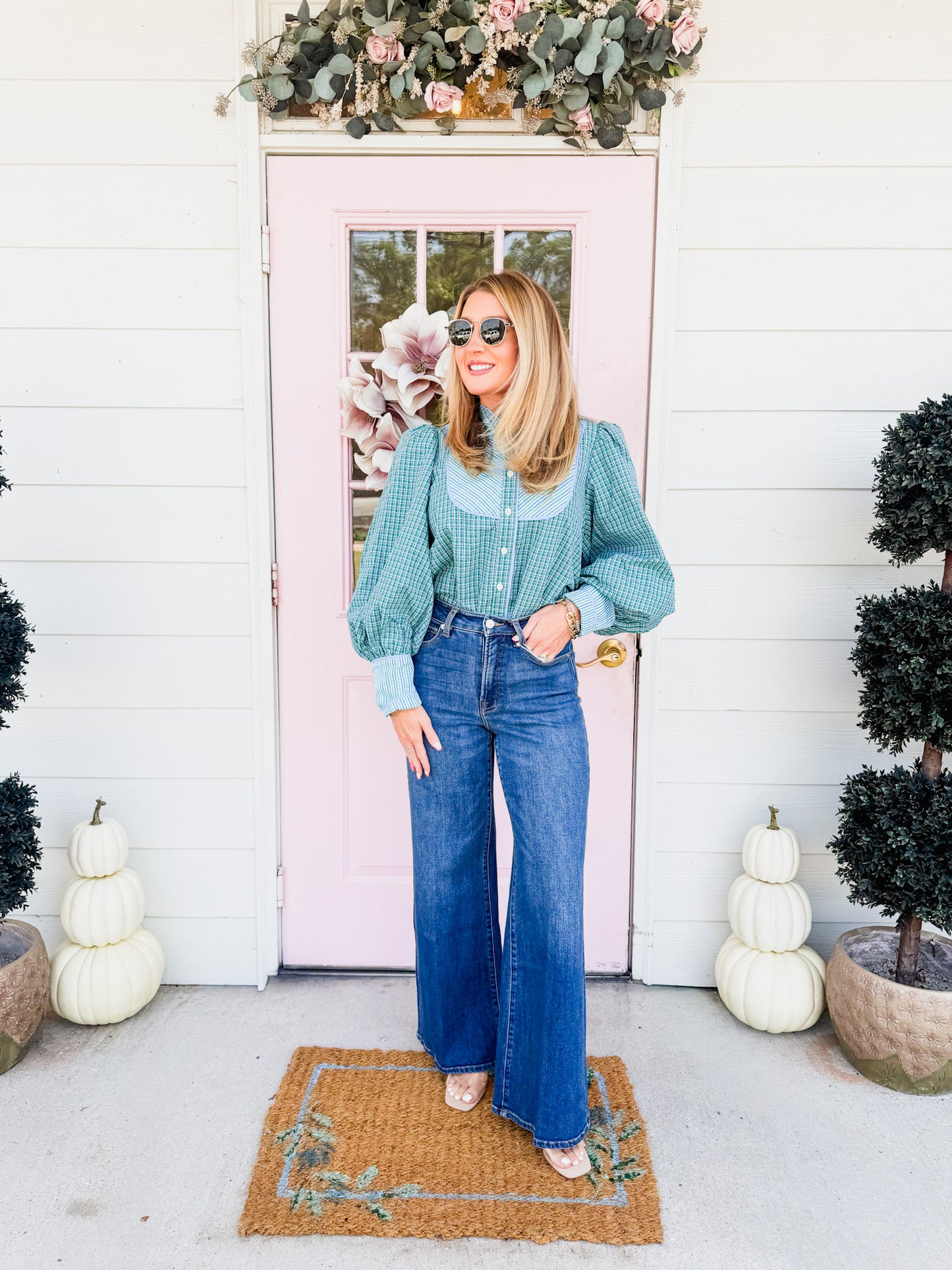 Good American Good Waist Palazzo Ankle Jeans - Sierra