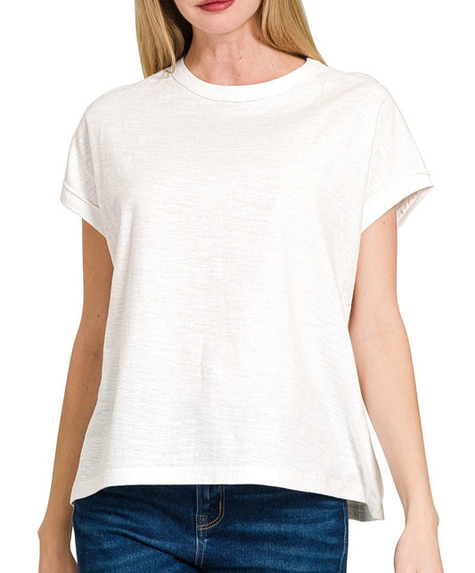 Your Go To Slub Round Neck Short Sleeve Tee - White