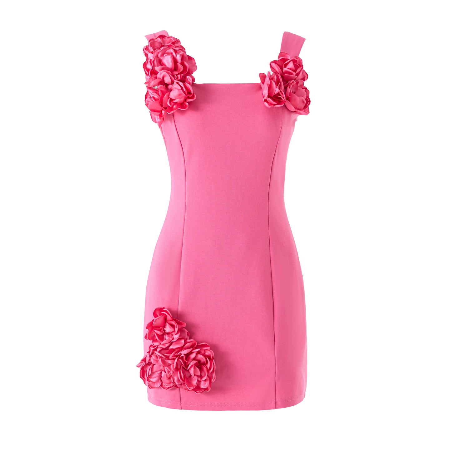 Peace Makeer 3D Floral A-Line Mini Dress - Fuchsia