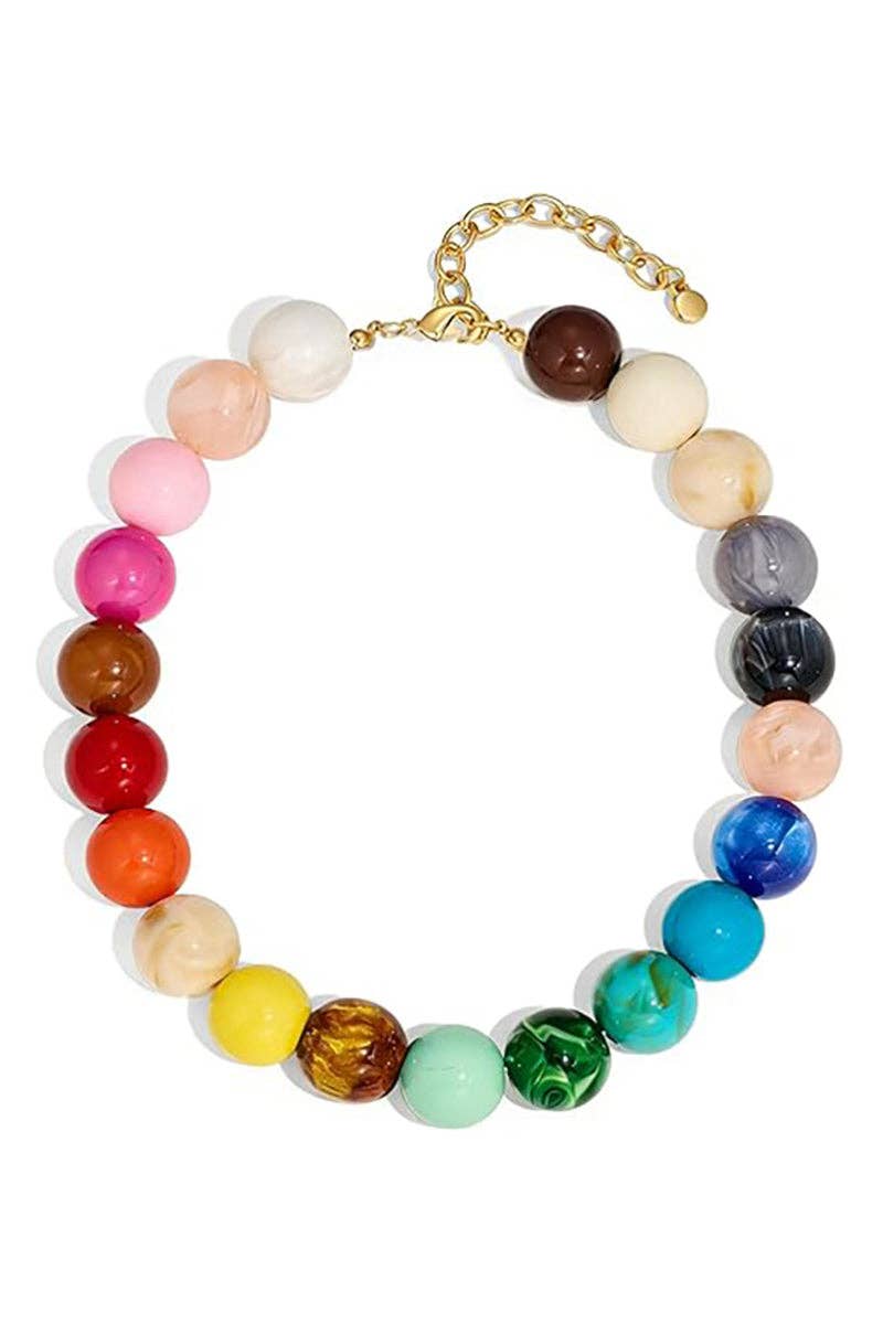 Vibrant Beaded Statement Necklace - Multi