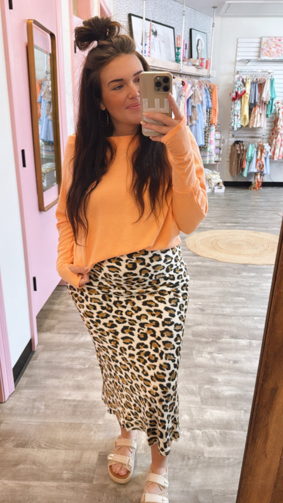 On The Savannah Animal Print Midi Skirt - Cream
