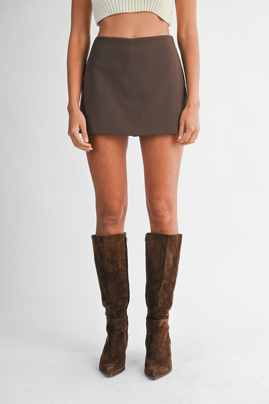 True Leader High Wait Skort - Chocolate Brown