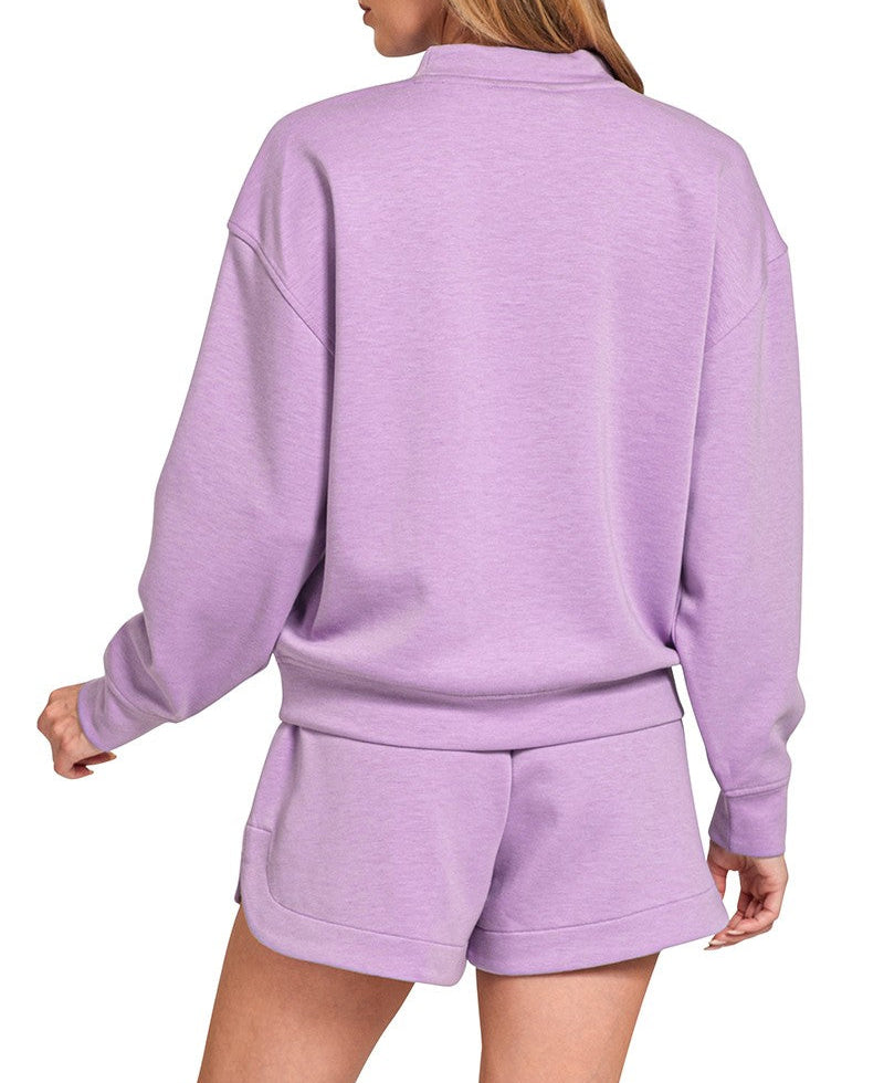 Hurry Up Scuba Pullover and Shorts Set- Lavender