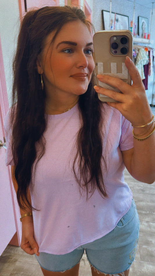 The Essential Raw Edge Short Tee - Lavender